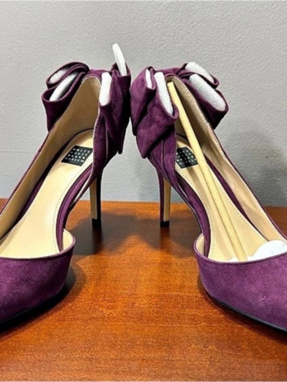 White House Black Market Callie Suede Bow Pump Purple Heels